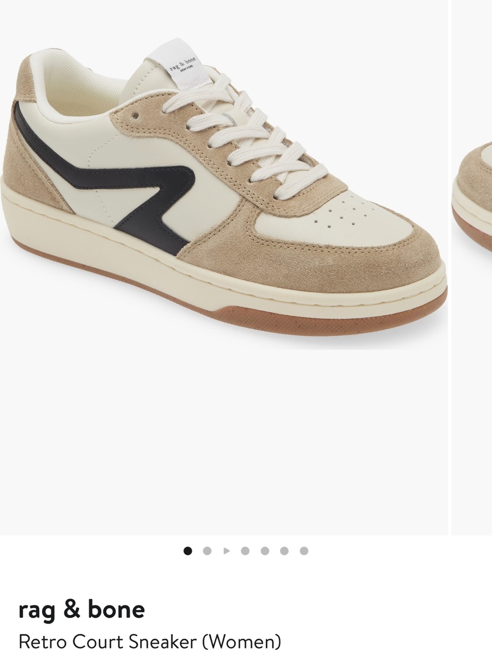rag & bone Retro Court Sneaker in Cream, Tan & Black
